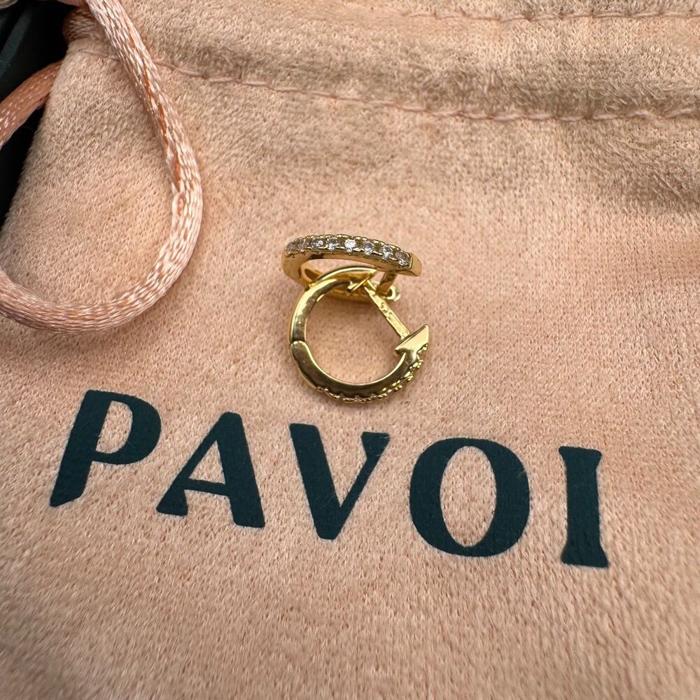 Pavoi mini CZ 18k gold 925 Sterling, Vermeil huggies